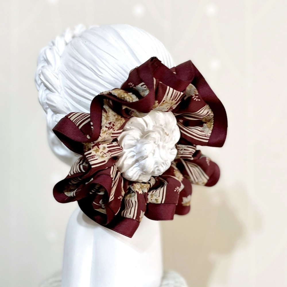 滾邊大腸圈/ 咖紅髮圈 大腸髮圈 髮束 髮繩 髮飾 頭飾 禮物-細節圖3