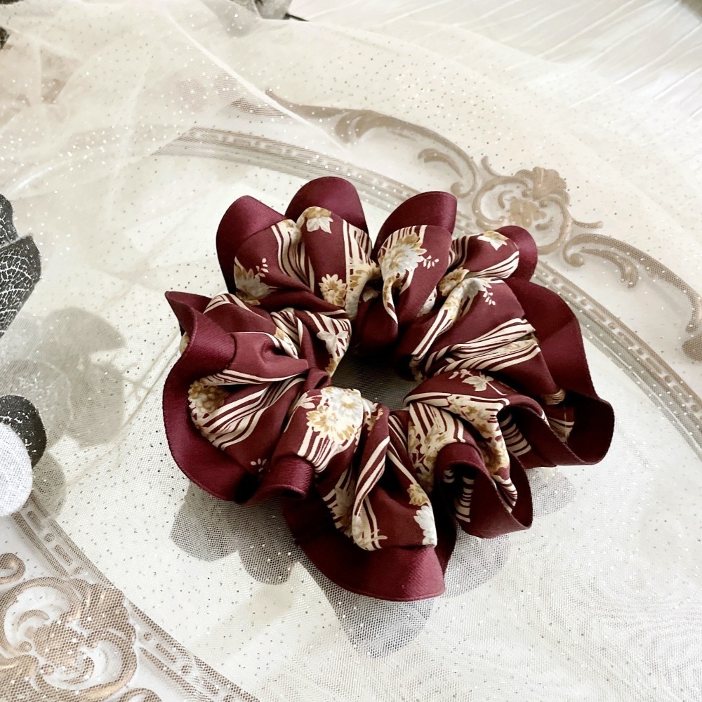 滾邊大腸圈/ 咖紅髮圈 大腸髮圈 髮束 髮繩 髮飾 頭飾 禮物-細節圖2