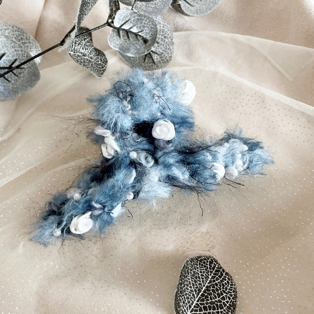 ＊哈娜髮飾＊手工紗線髮夾/毛線鯊魚夾 抓夾 髮飾 飾品 新娘頭飾 盤髮 丸子頭 包頭 禮物 生日-細節圖3