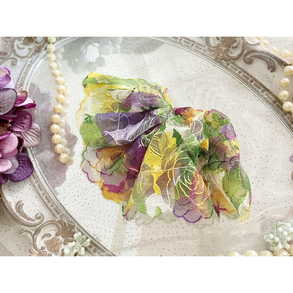 ＊哈娜髮飾＊法式刺繡蕾絲大腸圈/ 髮圈 大腸髮圈 髮束 髮繩 髮飾 頭飾 禮物-細節圖4