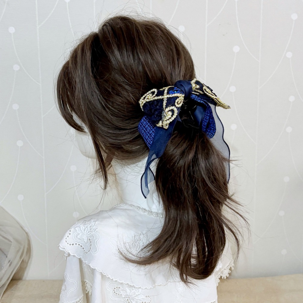 ＊哈娜髮飾＊獨家手工仙女夾/大蝴蝶結香蕉夾鯊魚夾 大腸圈髮圈 馬尾夾 髮夾 相交夾 三爪夾 包頭抓夾 髮叉 髮梳 邊夾-細節圖2