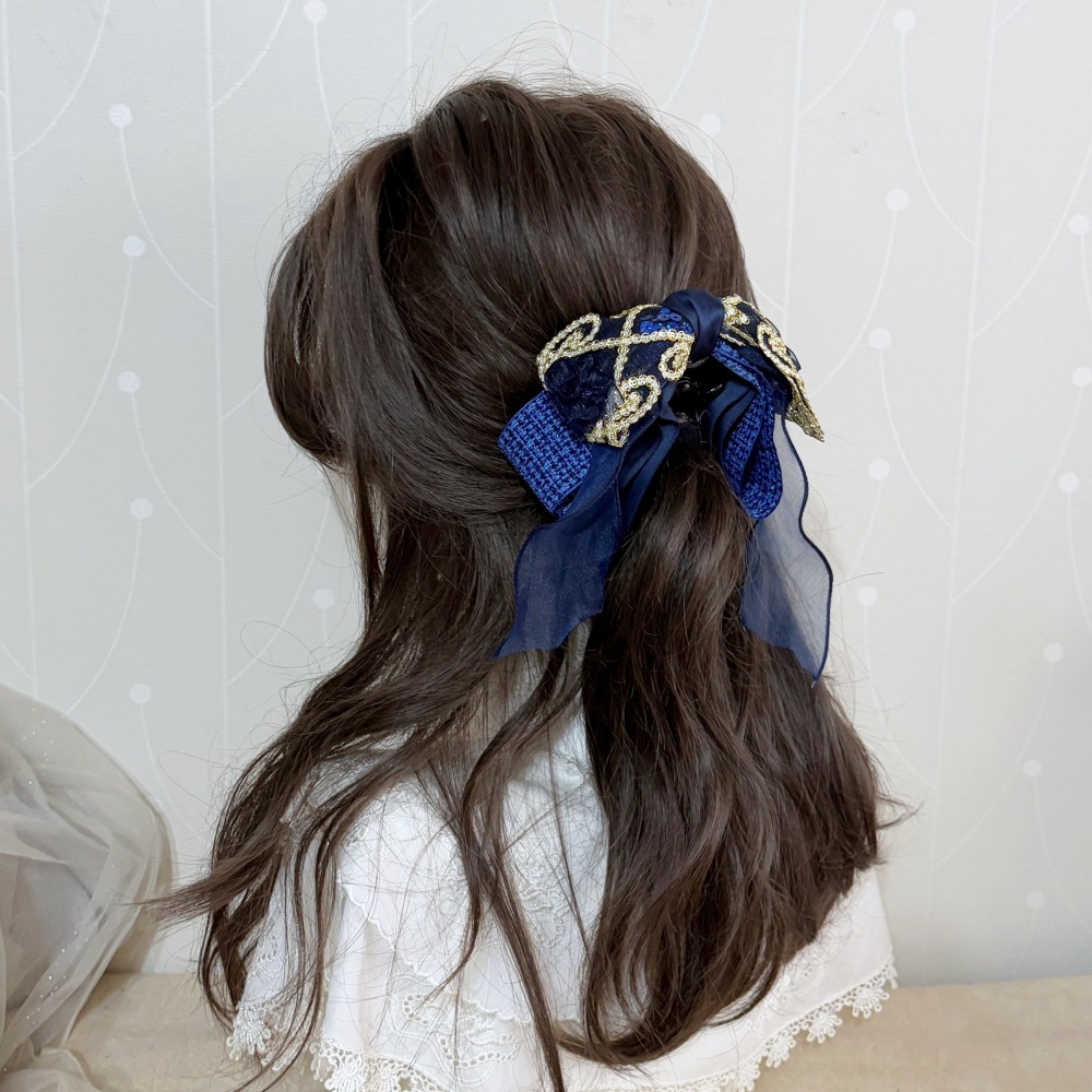 ＊哈娜髮飾＊獨家手工仙女夾/大蝴蝶結香蕉夾鯊魚夾 大腸圈髮圈 馬尾夾 髮夾 相交夾 三爪夾 包頭抓夾 髮叉 髮梳 邊夾-細節圖3