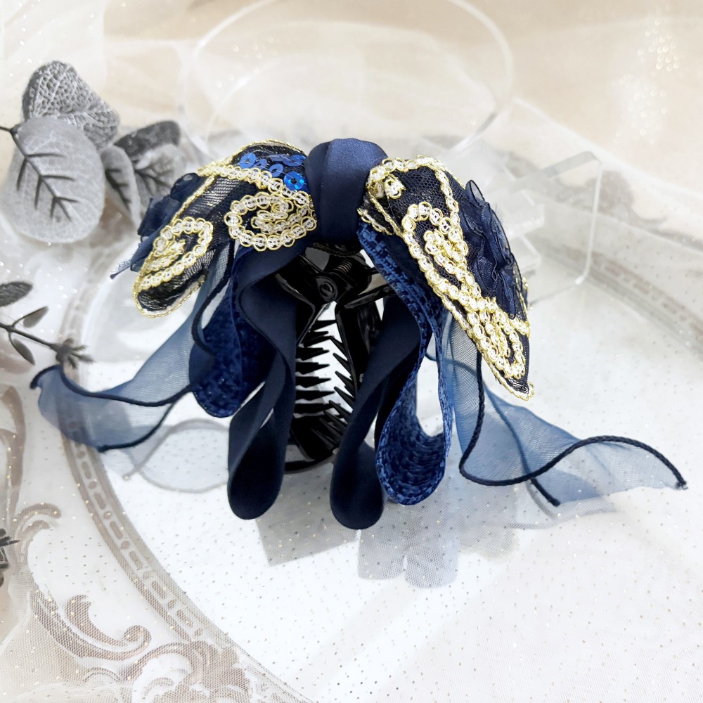 ＊哈娜髮飾＊獨家手工仙女夾/大蝴蝶結香蕉夾鯊魚夾 大腸圈髮圈 馬尾夾 髮夾 相交夾 三爪夾 包頭抓夾 髮叉 髮梳 邊夾-細節圖4