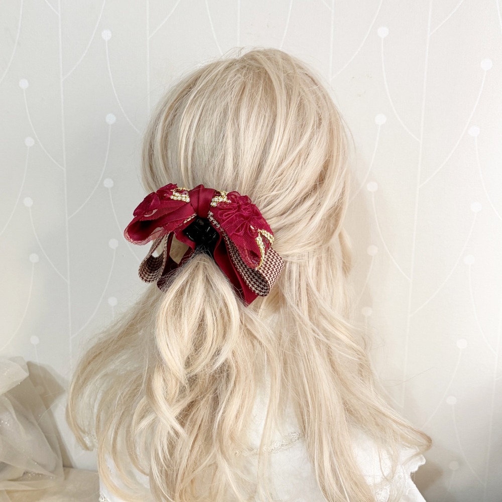 ＊哈娜髮飾＊獨家手工仙女夾/大蝴蝶結香蕉夾鯊魚夾 大腸圈髮圈 馬尾夾 髮夾 相交夾 三爪夾 包頭抓夾 髮叉 髮梳 邊夾-細節圖2