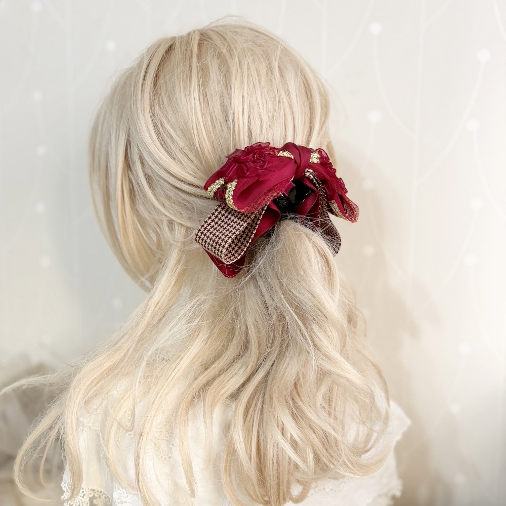 ＊哈娜髮飾＊獨家手工仙女夾/大蝴蝶結香蕉夾鯊魚夾 大腸圈髮圈 馬尾夾 髮夾 相交夾 三爪夾 包頭抓夾 髮叉 髮梳 邊夾-細節圖5