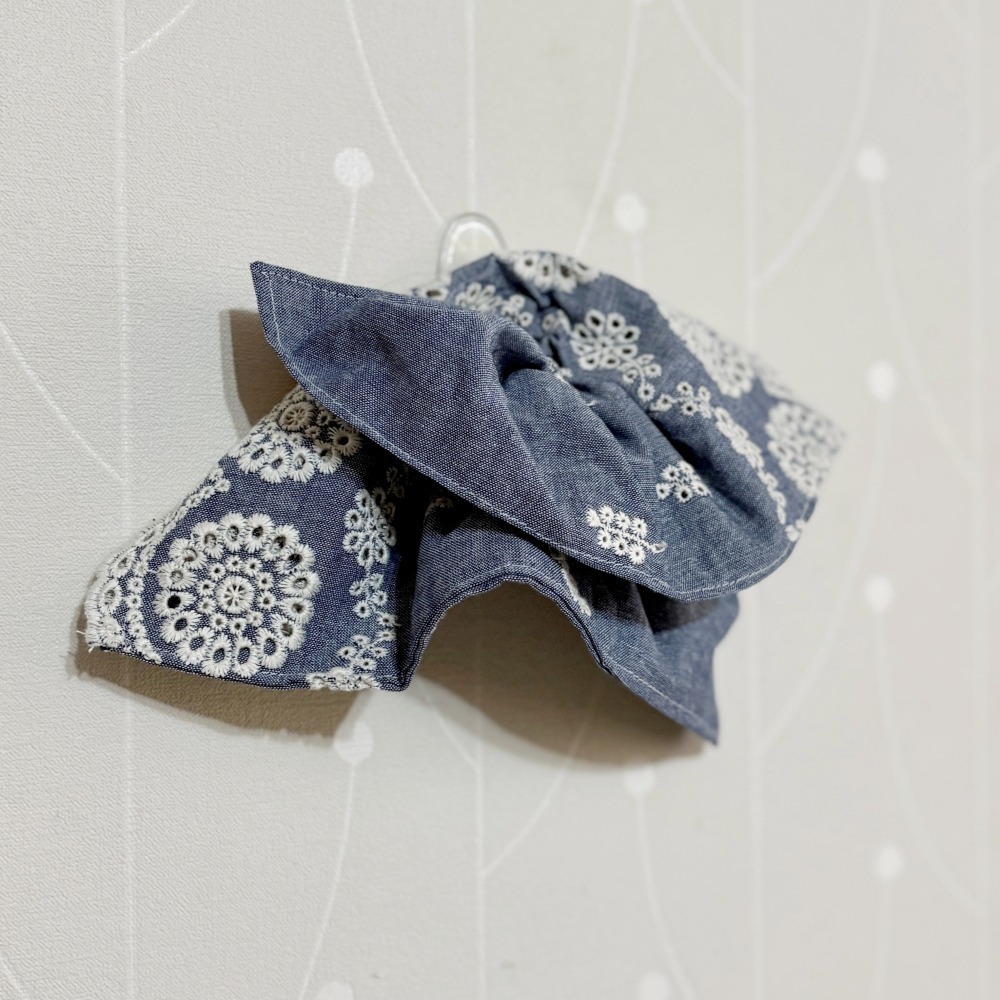 ＊哈娜髮飾＊方形大腸圈/ 髮圈 刺繡蕾絲 牛仔腸圈 棉布大腸髮圈 髮束 髮繩 髮飾 頭飾 禮物-細節圖4