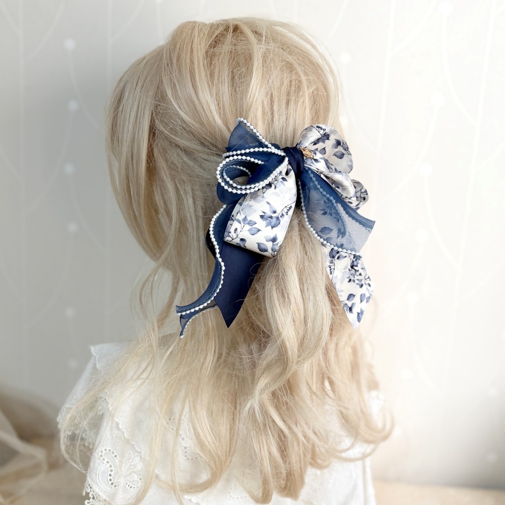 ＊哈娜髮飾＊獨家手工仙女夾/法式珍珠紗 大蝴蝶結香蕉夾鯊魚夾 大腸圈髮圈 馬尾夾 髮夾 相交夾 三爪夾 包頭抓夾 髮叉-細節圖2