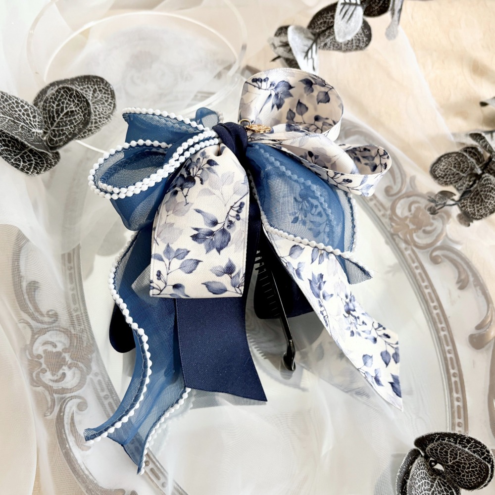 ＊哈娜髮飾＊獨家手工仙女夾/法式珍珠紗 大蝴蝶結香蕉夾鯊魚夾 大腸圈髮圈 馬尾夾 髮夾 相交夾 三爪夾 包頭抓夾 髮叉-細節圖3