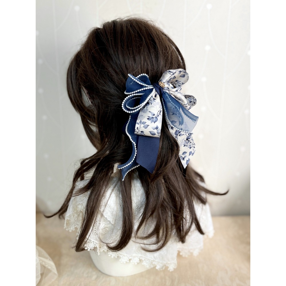 ＊哈娜髮飾＊獨家手工仙女夾/法式珍珠紗 大蝴蝶結香蕉夾鯊魚夾 大腸圈髮圈 馬尾夾 髮夾 相交夾 三爪夾 包頭抓夾 髮叉-細節圖4