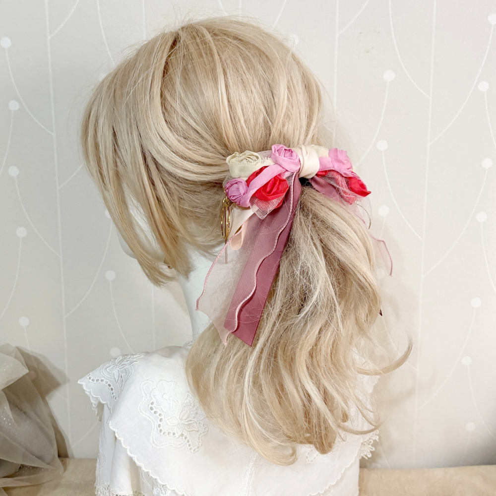 ＊哈娜髮飾＊獨家手工仙女夾/立體花大蝴蝶結香蕉夾鯊魚夾 大腸圈髮圈 馬尾夾 髮夾 相交夾 三爪夾 包頭抓夾 髮梳 邊夾-細節圖3