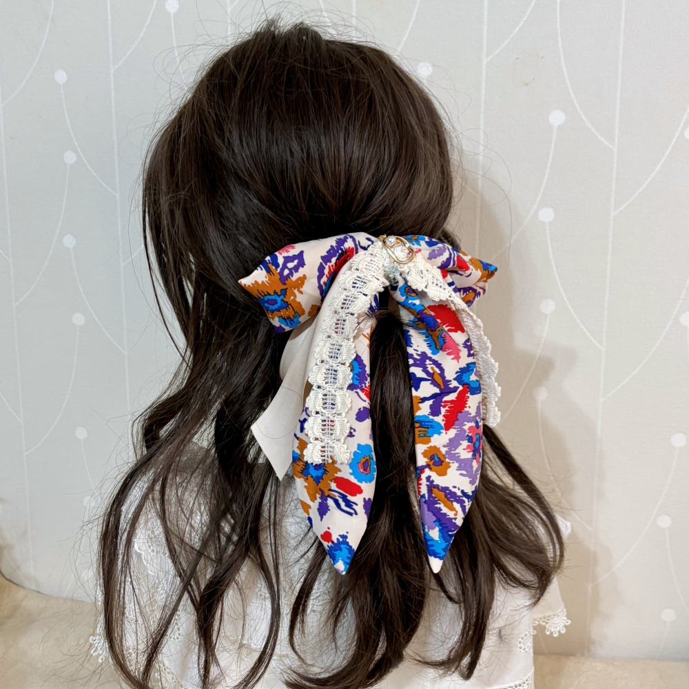 ＊哈娜髮飾＊法式絲巾式仙女夾/ 香蕉夾 大腸圈 髮圈 馬尾夾 髮夾 相交夾 三爪夾 包頭抓夾 鯊魚夾 髮叉 髮梳 邊夾-細節圖3