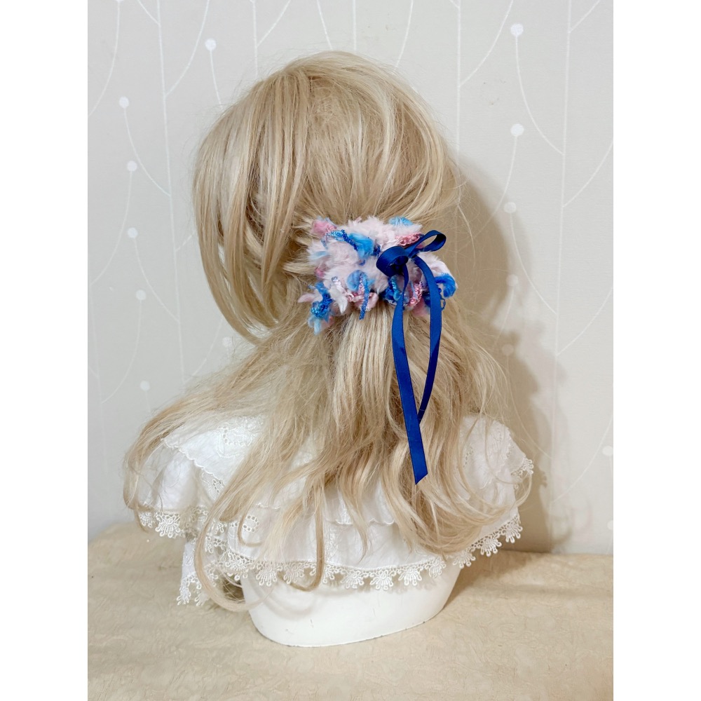 ＊哈娜髮飾＊手工編織大腸圈~滾邊蝴蝶結毛線髮圈 甜甜圈髮束 髮繩 髮飾 頭飾 禮物 生日大腸髮圈 客製 訂製-細節圖2