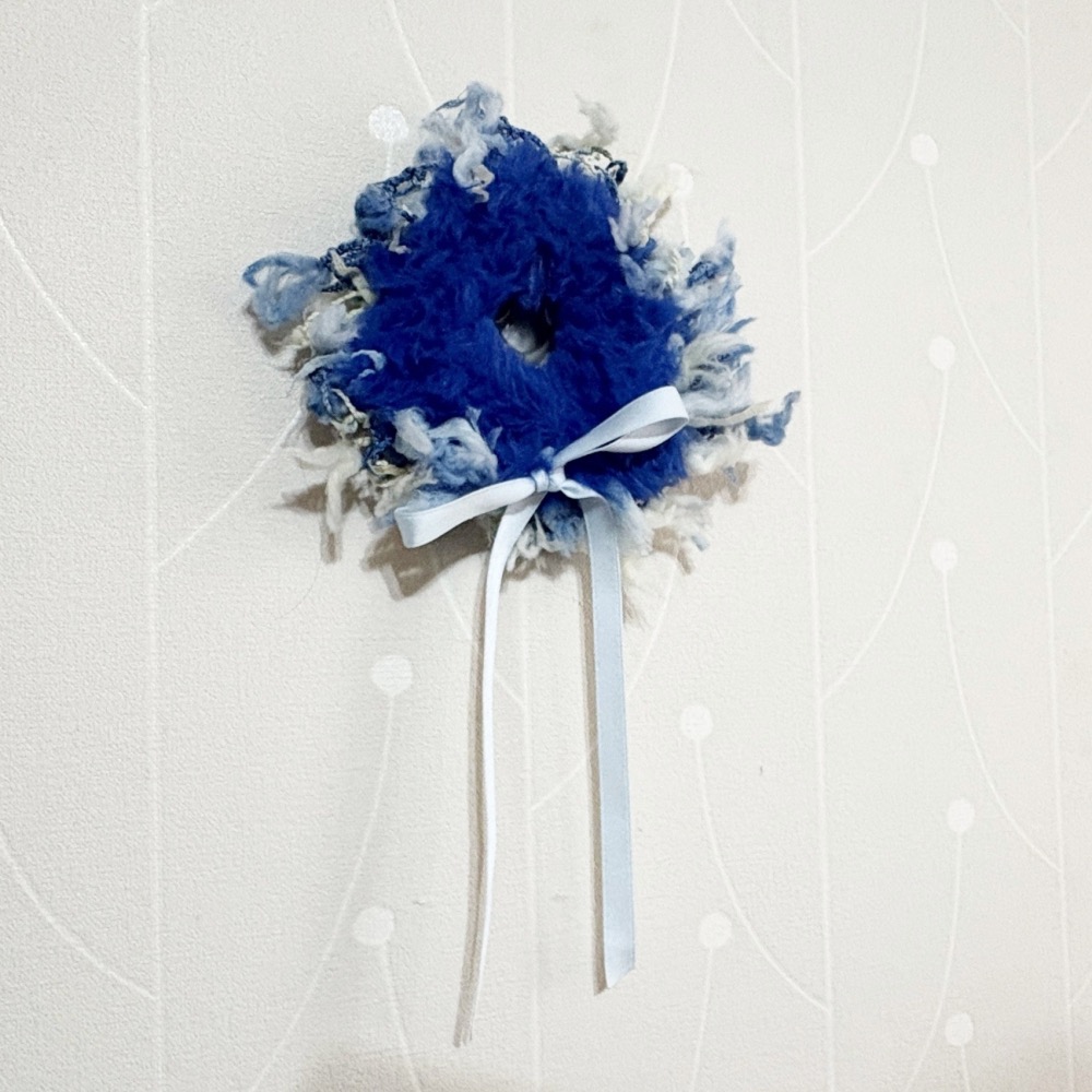 ＊哈娜髮飾＊手工編織大腸圈~滾邊蝴蝶結毛線髮圈 甜甜圈髮束 髮繩 髮飾 頭飾 禮物 生日大腸髮圈 客製 訂製-細節圖2