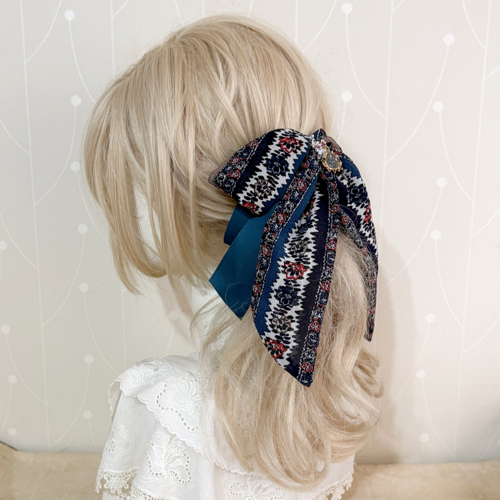 ＊哈娜髮飾＊法式絲巾式仙女夾/ 香蕉夾 大腸圈 髮圈 馬尾夾 髮夾 相交夾 三爪夾 包頭抓夾 鯊魚夾 髮叉 髮梳 邊夾-細節圖3