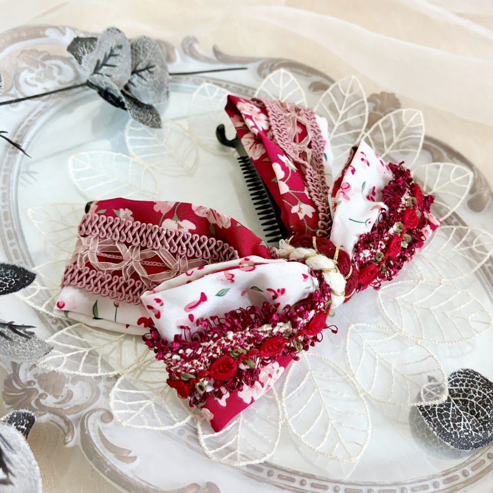 ＊哈娜髮飾＊法式布藝仙女夾/ 香蕉夾 大腸圈 髮圈 馬尾夾 髮夾 相交夾 三爪夾 包頭抓夾 鯊魚夾 髮叉 髮梳 邊夾-細節圖3