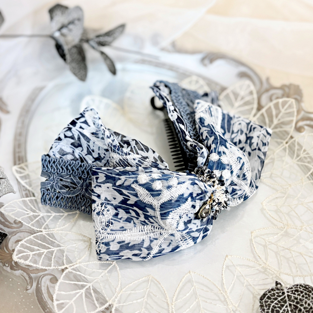 ＊哈娜髮飾＊法式布藝仙女夾/ 香蕉夾 大腸圈 髮圈 馬尾夾 髮夾 相交夾 三爪夾 包頭抓夾 鯊魚夾 髮叉 髮梳 邊夾-細節圖2