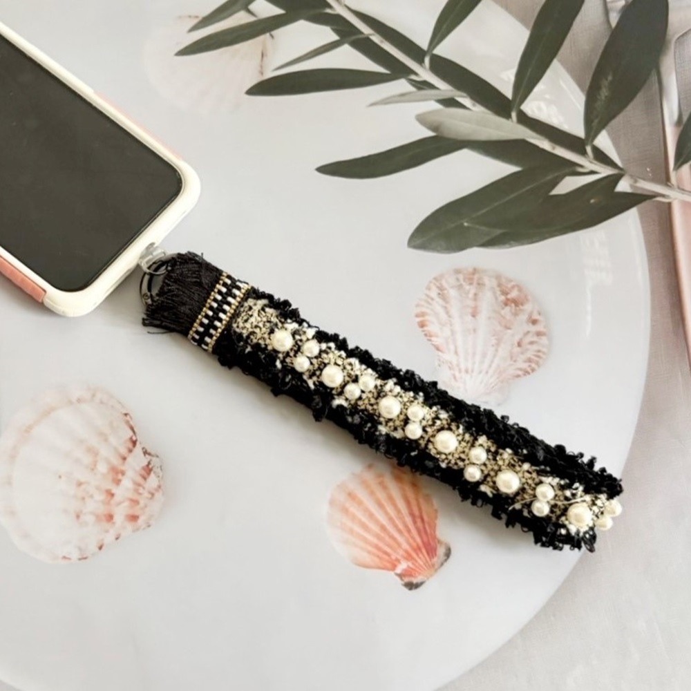 手機掛繩 / 小香珍珠手機手腕帶 掛繩 手機背帶 手腕繩 手機繩 背繩 吊飾 票卡吊帶 吊繩-細節圖2