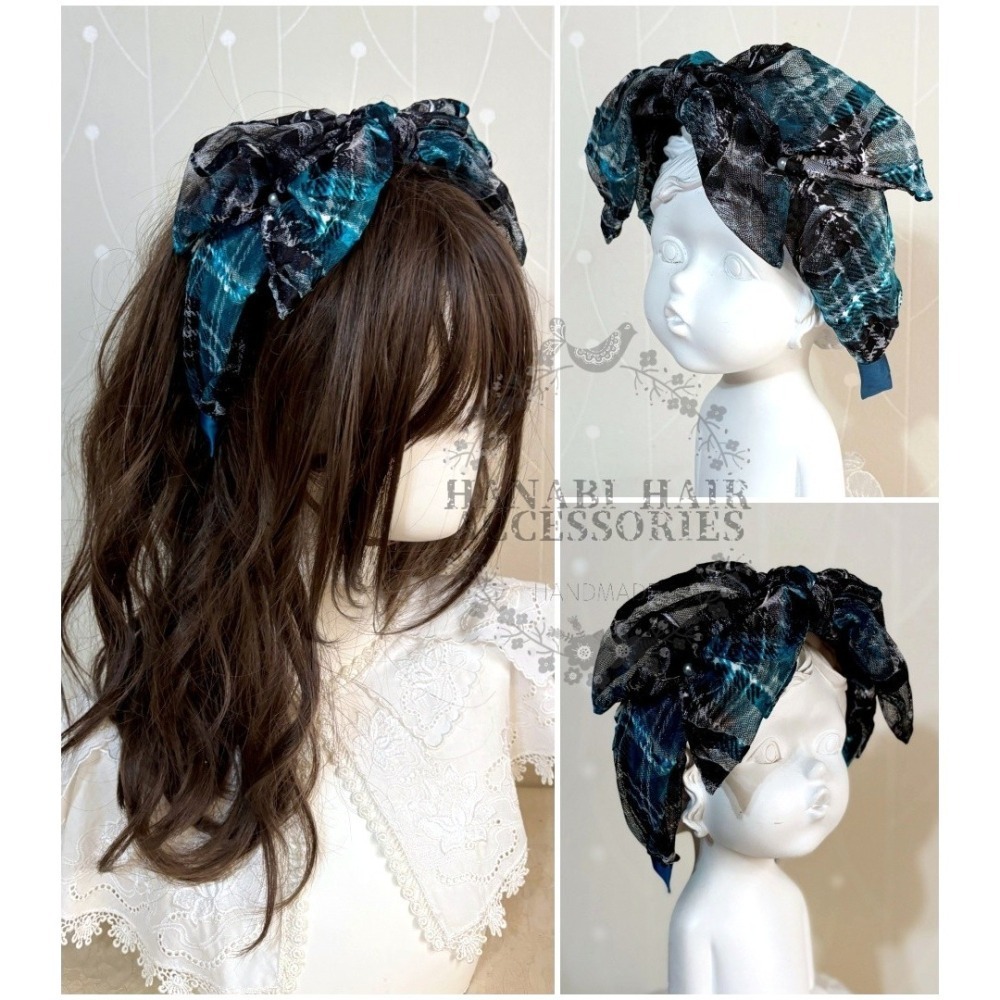 ＊哈娜髮飾＊大蝴蝶結髮箍/ 寬版 寬邊 髮帶式櫻桃刺繡蕾絲頭箍 髮窟 頭帶 頭飾 法枯 髮估-細節圖2