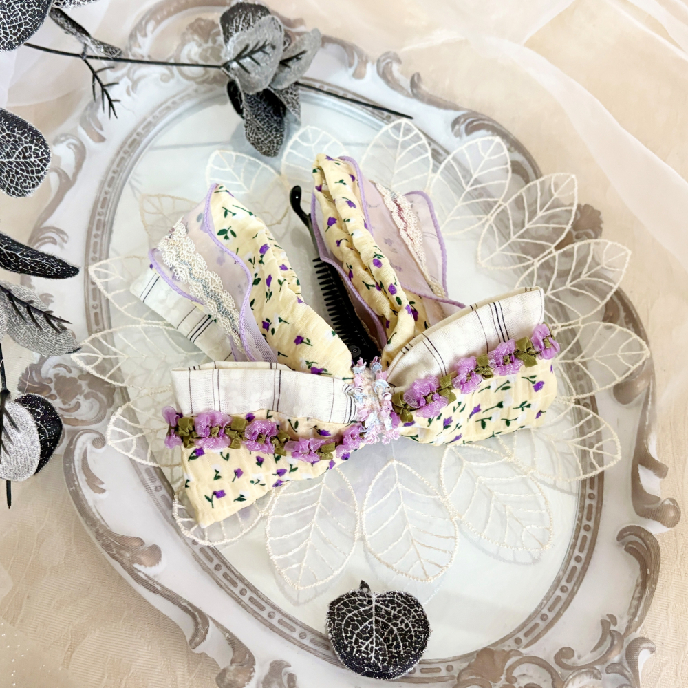 ＊哈娜髮飾＊法式布藝仙女夾/ 香蕉夾 大腸圈 髮圈 馬尾夾 髮夾 相交夾 三爪夾 包頭抓夾 鯊魚夾 髮叉 髮梳 邊夾-細節圖4