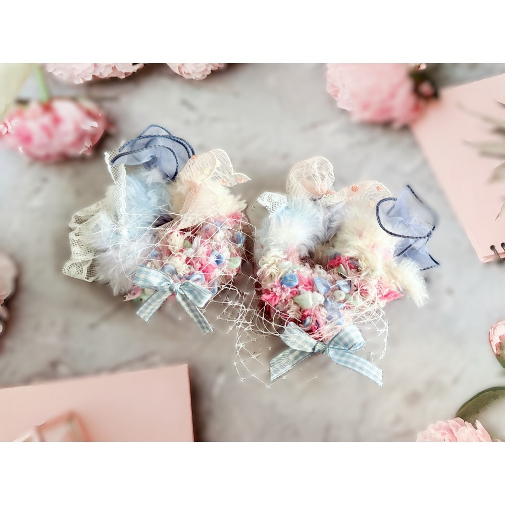 ＊哈娜髮飾＊手工編織大腸圈 ~ 拼接 毛線髮圈 甜甜圈髮束 髮繩 髮飾 頭飾 大腸髮圈 客製 訂製-細節圖2