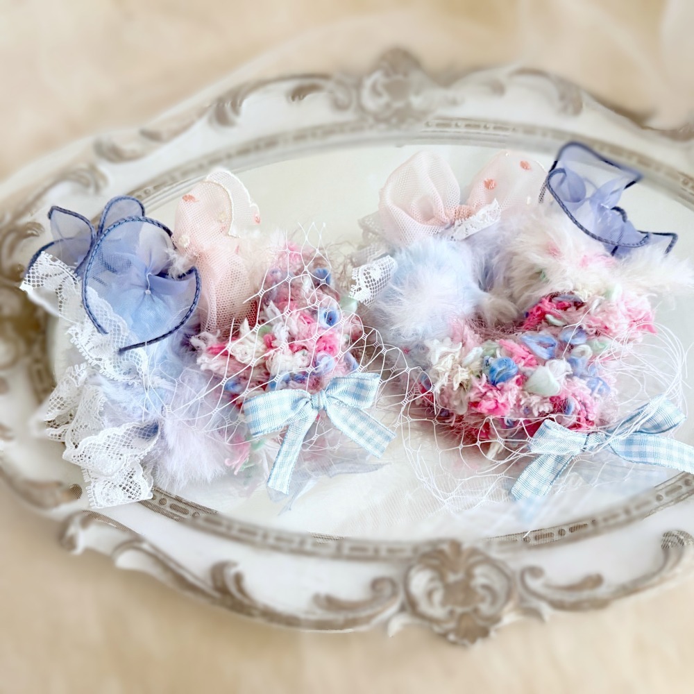 ＊哈娜髮飾＊手工編織大腸圈 ~ 拼接 毛線髮圈 甜甜圈髮束 髮繩 髮飾 頭飾 大腸髮圈 客製 訂製-細節圖3