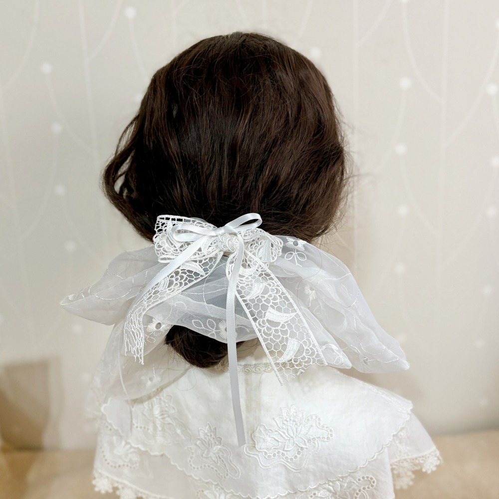 ＊哈娜髮飾＊方形大腸圈/ 方巾髮圈 刺繡蕾絲 格子腸圈 棉布大腸髮圈 髮束 髮繩 髮飾 頭飾 禮物 方型腸圈-細節圖3