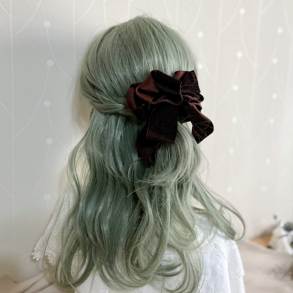 ＊哈娜髮飾＊絨質手工仙女夾/咖啡色大蝴蝶結香蕉夾 鯊魚夾 髮圈 馬尾夾 髮夾 相交夾 三抓夾 包頭抓夾 髮叉 邊夾-細節圖3