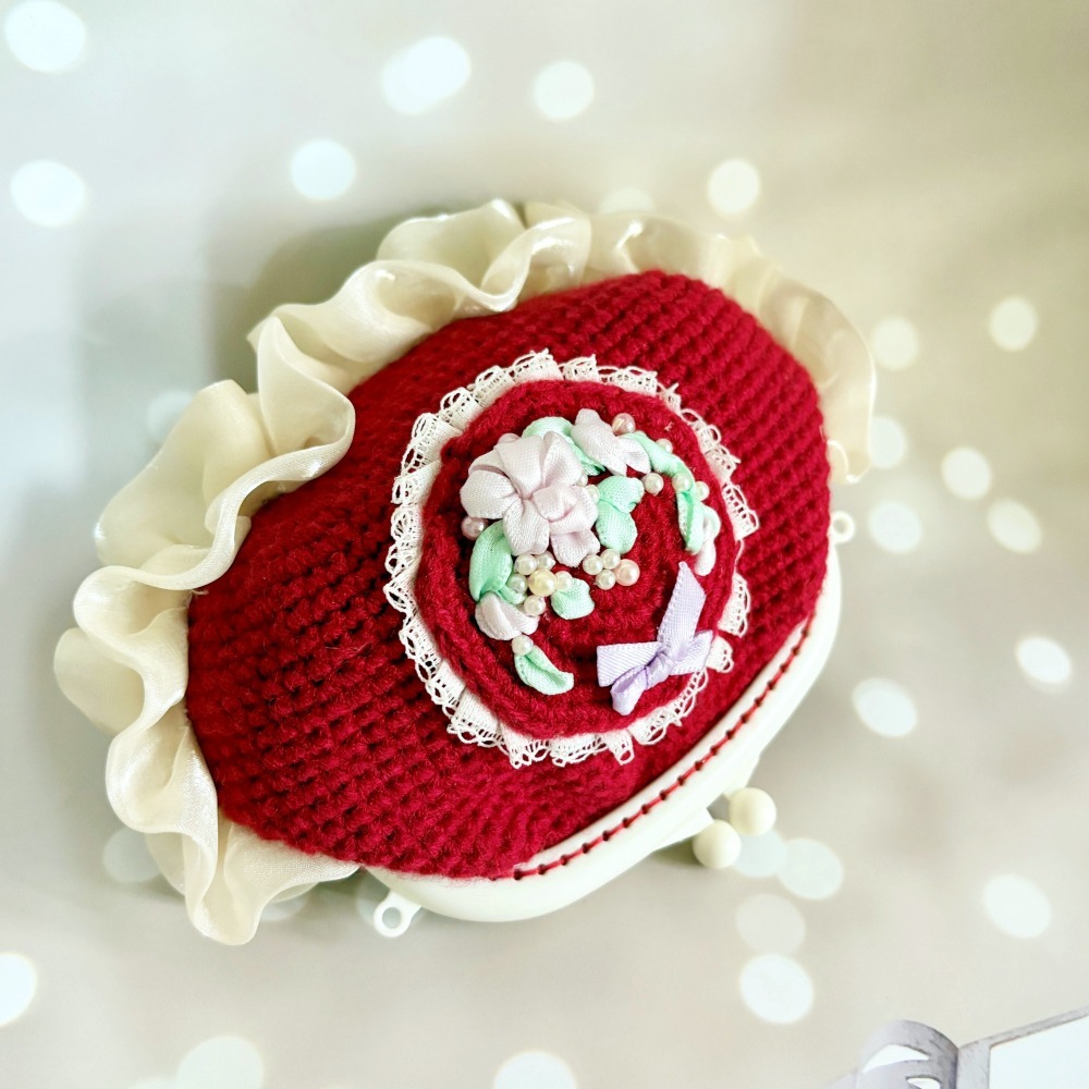 法式刺繡口金包 / 重工珠繡 琉璃裙邊 零錢包 小包 錢包 包袋 手腕帶 包袋掛繩 背帶 包包提袋-細節圖2