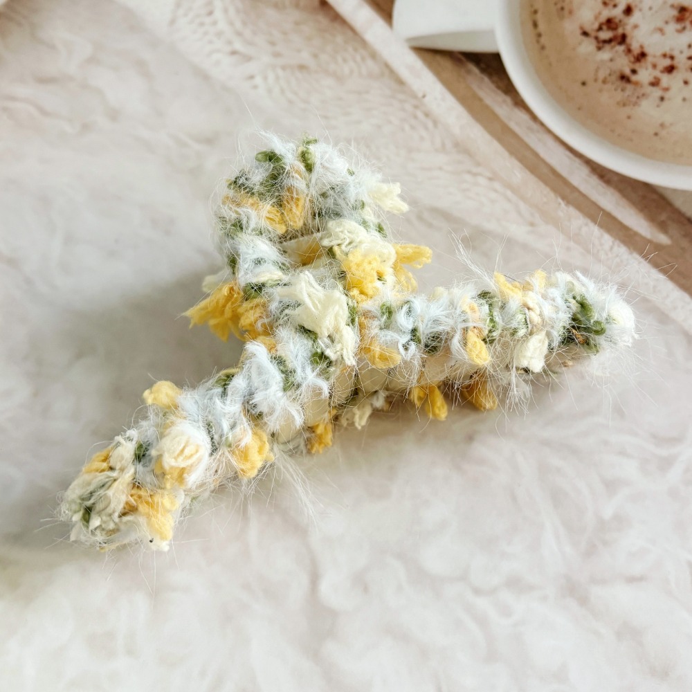 ＊哈娜髮飾＊手工紗線髮夾/毛線鯊魚夾 超大抓夾 髮量多 髮飾 飾品 新娘頭飾 盤髮 丸子頭 包頭 禮物 生日-規格圖4