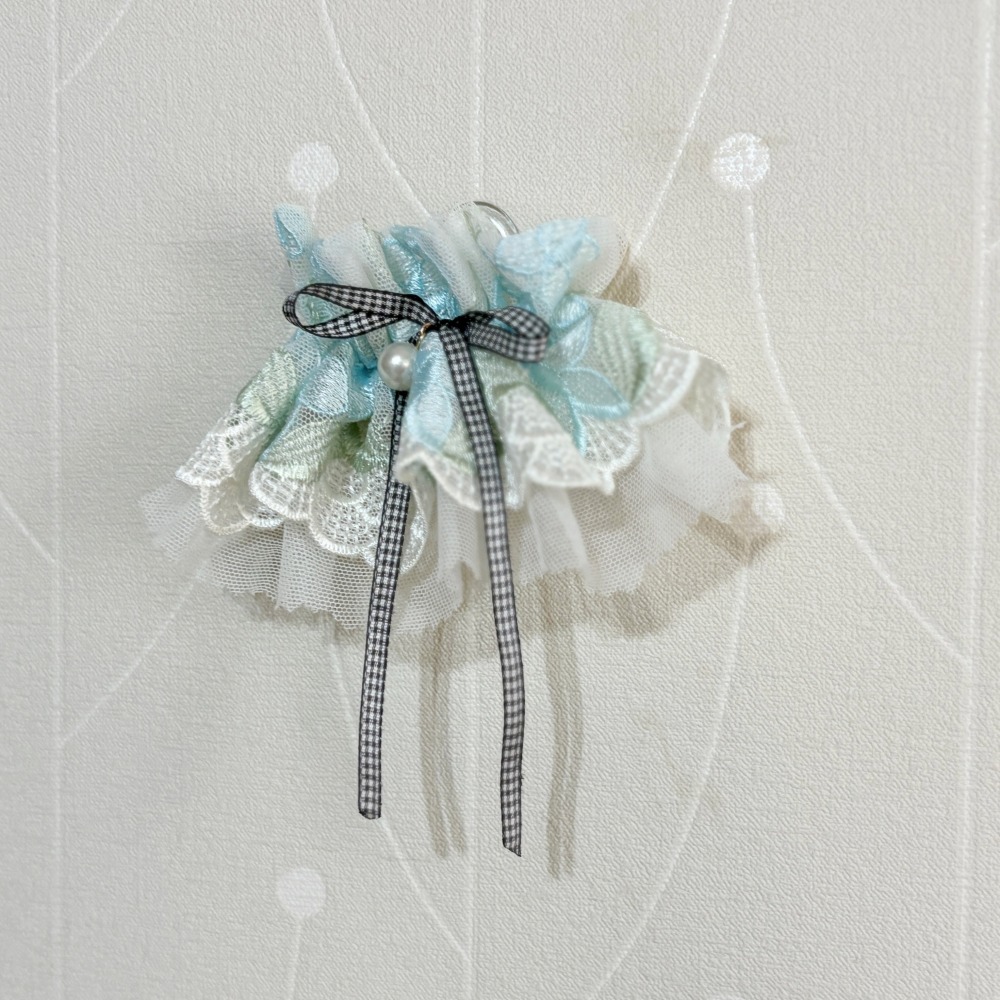 刺繡蕾絲皺褶髮夾/ 馬尾夾 編織髮插 馬尾插 髮叉 髮梳 邊夾 髮飾 壓夾 瀏海夾 彈簧夾 法國夾 法式夾 自動夾-細節圖3