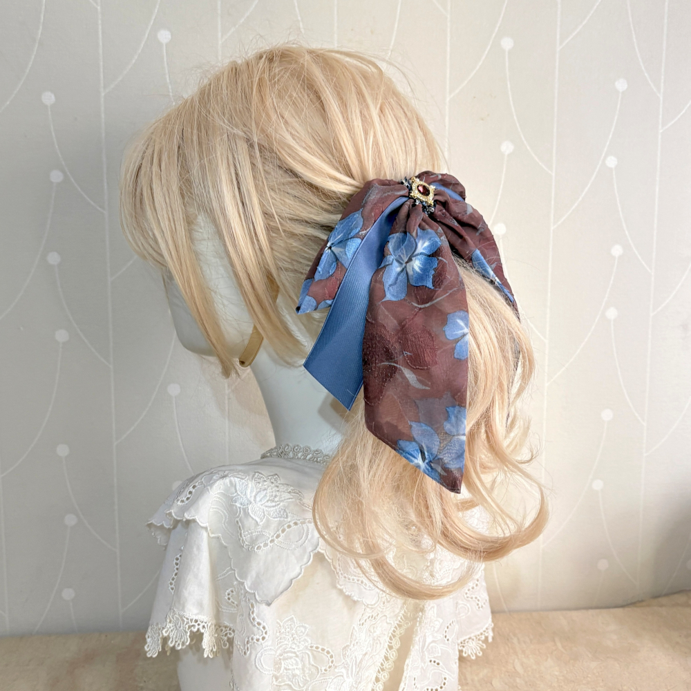 ＊哈娜髮飾＊法式絲巾式仙女夾/ 香蕉夾 大腸圈 髮圈 馬尾夾 髮夾 相交夾 三爪夾 包頭抓夾 鯊魚夾 髮叉 髮梳 邊夾-細節圖2