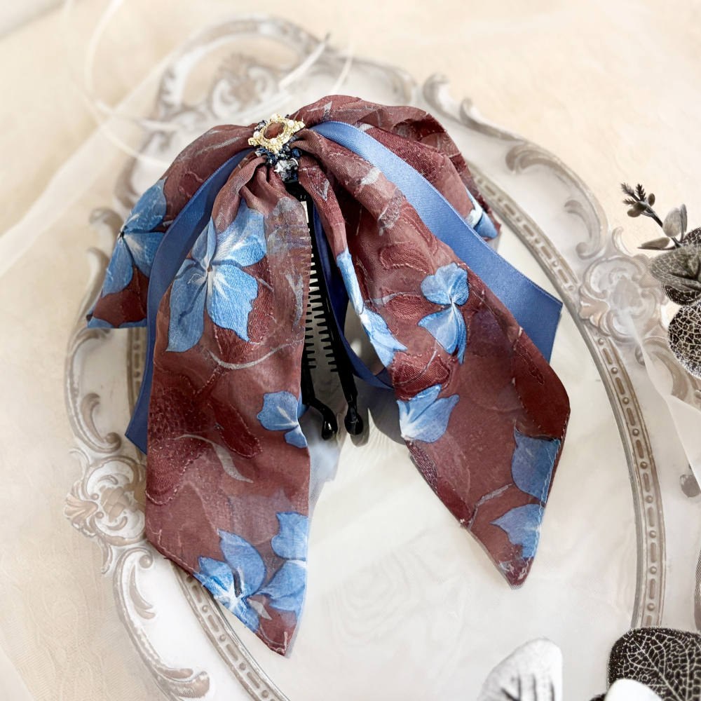 ＊哈娜髮飾＊法式絲巾式仙女夾/ 香蕉夾 大腸圈 髮圈 馬尾夾 髮夾 相交夾 三爪夾 包頭抓夾 鯊魚夾 髮叉 髮梳 邊夾-細節圖3