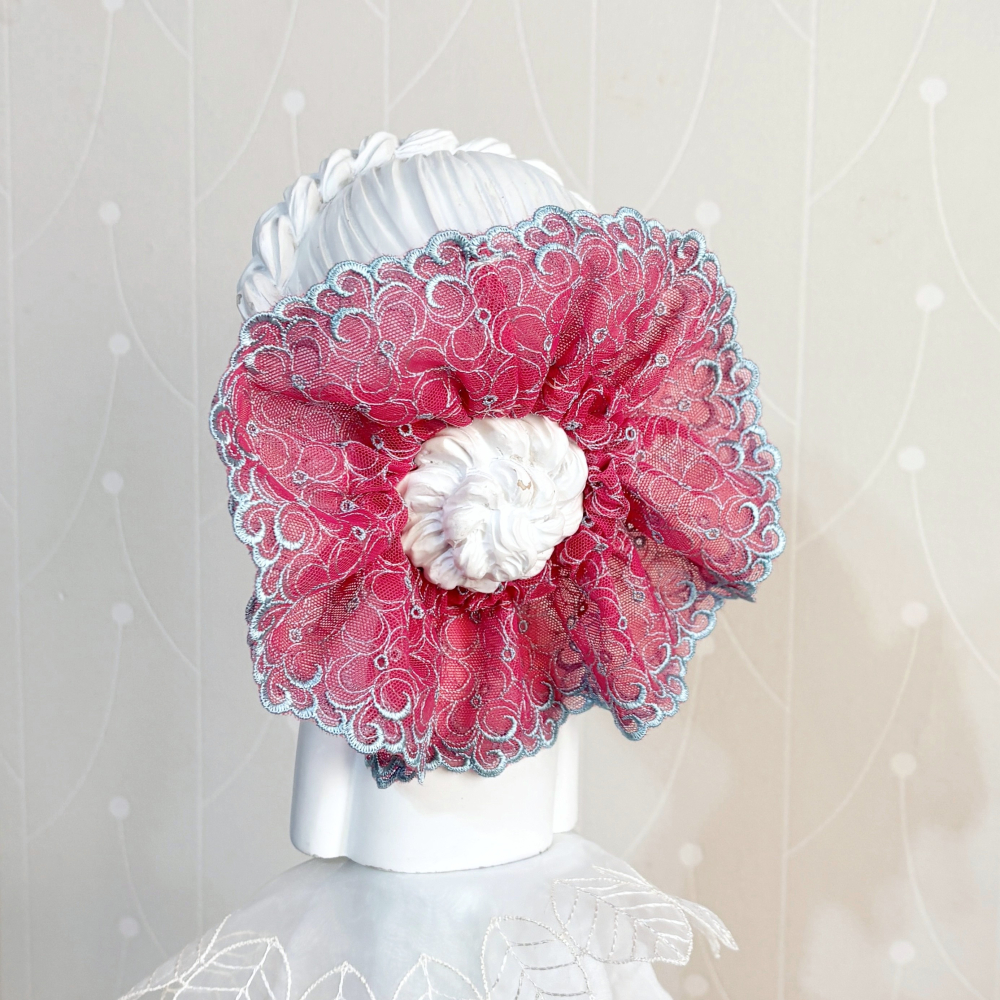 ＊哈娜髮飾＊法式刺繡蕾絲大腸圈/ 髮圈 大腸髮圈 髮束 髮繩 髮飾 頭飾 禮物-細節圖2