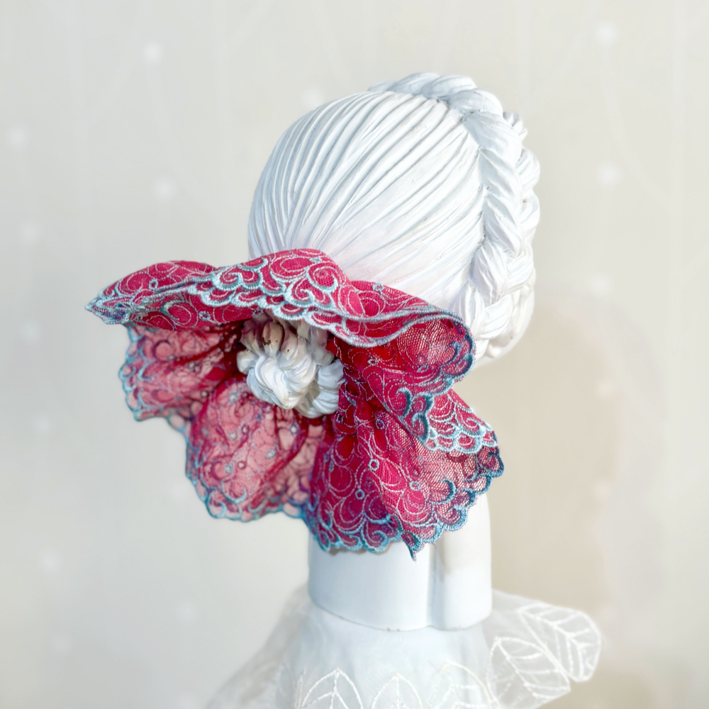 ＊哈娜髮飾＊法式刺繡蕾絲大腸圈/ 髮圈 大腸髮圈 髮束 髮繩 髮飾 頭飾 禮物-細節圖3