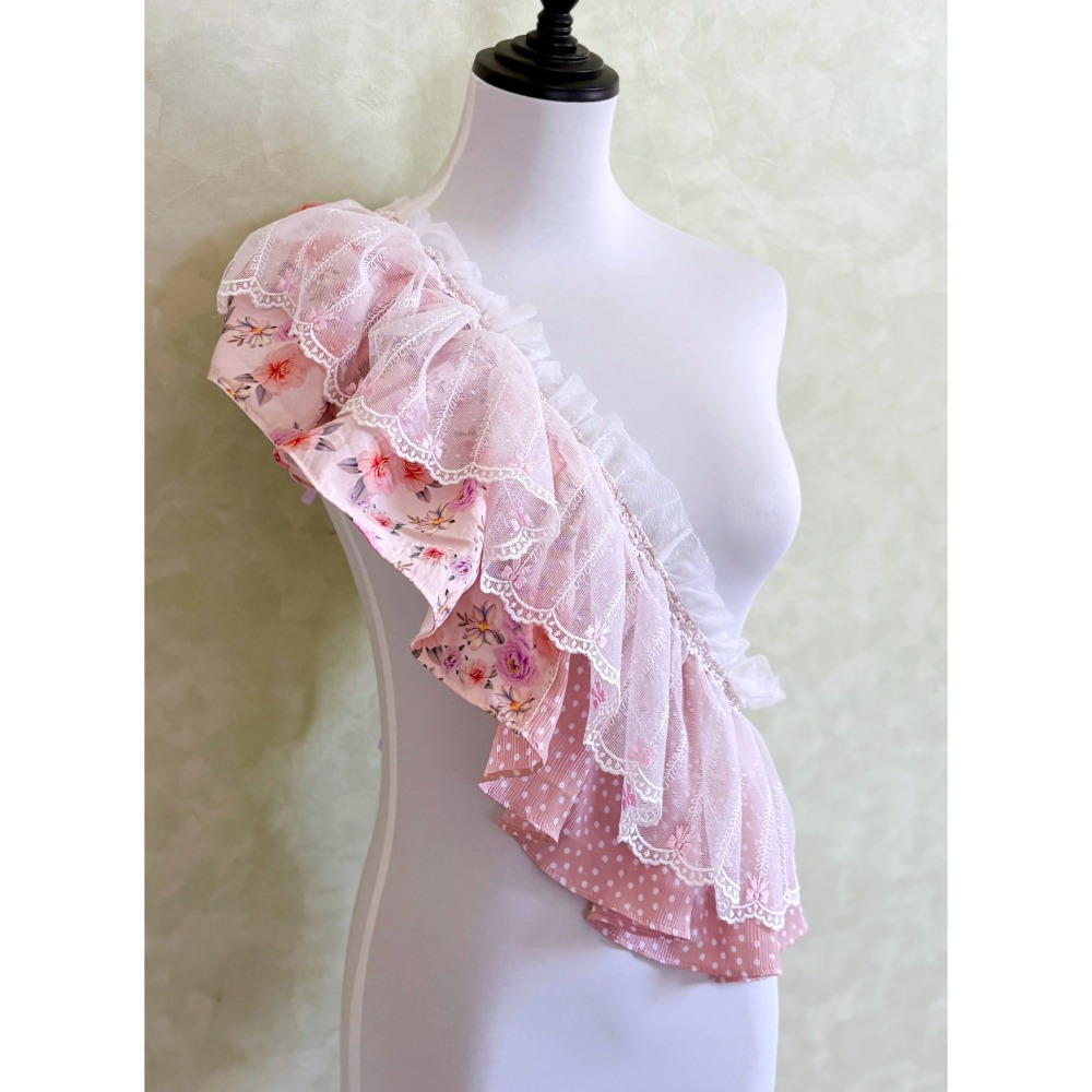 ＊哈娜髮飾＊荷葉領子/ 假領 領片 假領子 綁帶 腰巾 屁簾 腰帶 穿搭配件 服裝 衣服 披肩 圍巾-細節圖5