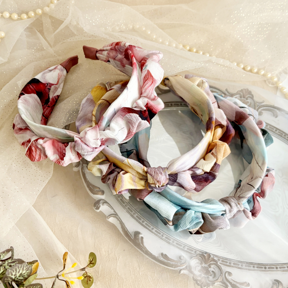 ＊哈娜髮飾＊荷葉皺褶髮箍 寬髮箍 髮帶式寬版打結髮箍 髮圈 髮束 髮圈 髮窟 頭箍 頭巾 高顱頂髮窟 頭飾 手工髮飾-細節圖2