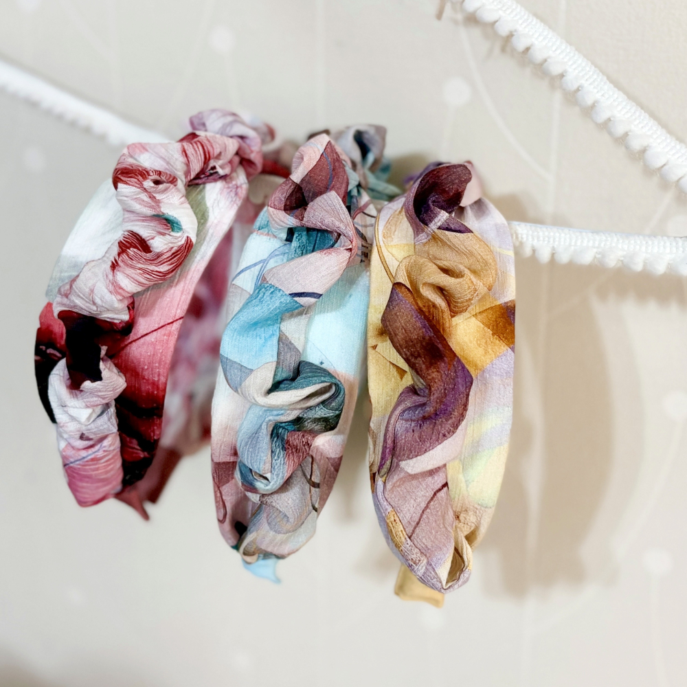 ＊哈娜髮飾＊荷葉皺褶髮箍 寬髮箍 髮帶式寬版打結髮箍 髮圈 髮束 髮圈 髮窟 頭箍 頭巾 高顱頂髮窟 頭飾 手工髮飾-細節圖3