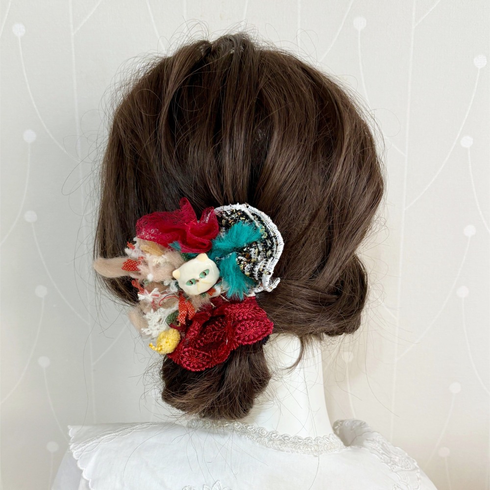 手工紗線髮夾/ 邊夾 髮梳 髮叉 胸針 別針 髮圈 彈簧夾 馬尾夾 壓夾 鯊魚夾 抓夾 馬尾勾 馬尾叉 相交夾 香蕉夾-細節圖2