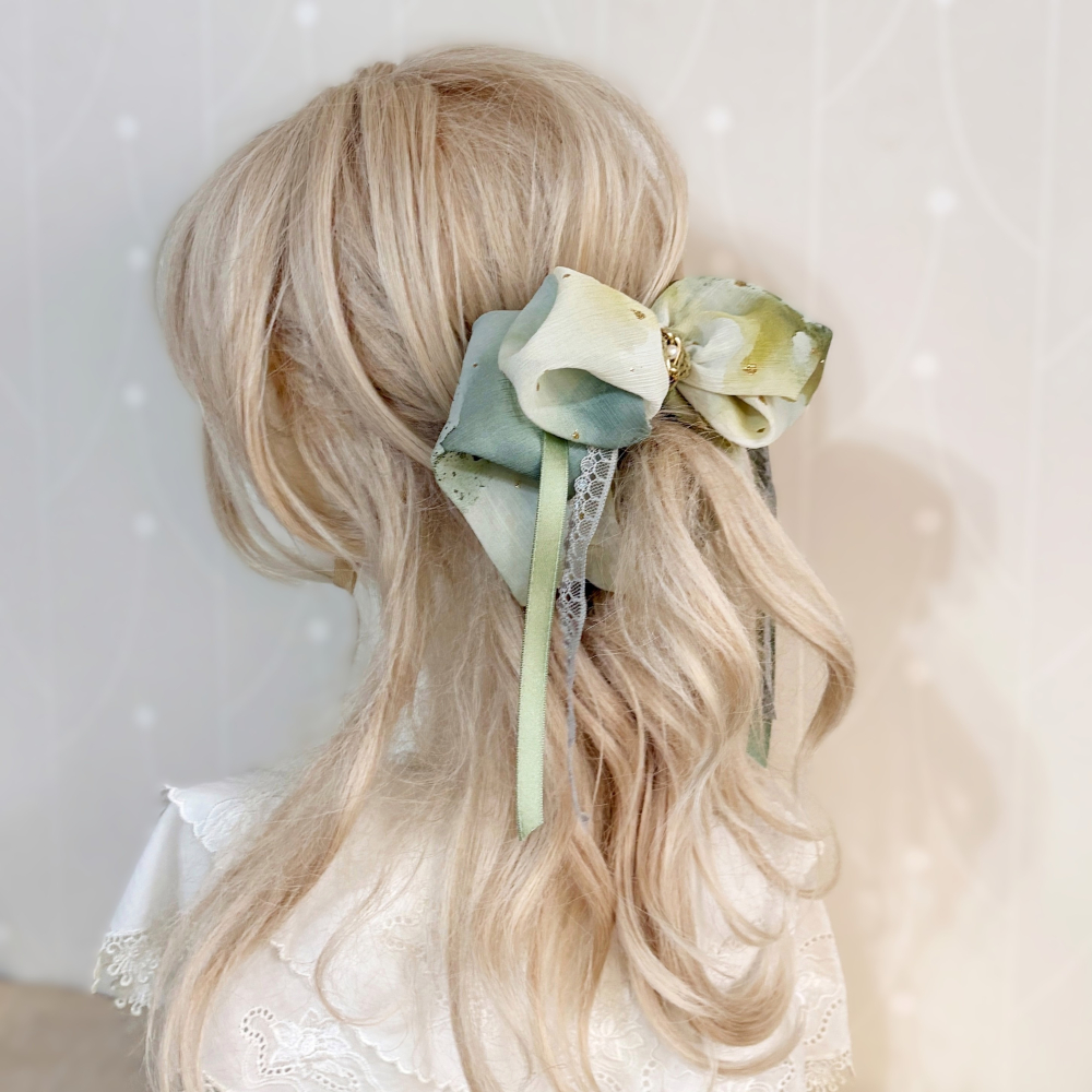 ＊哈娜髮飾＊布藝仙女夾 燙金水墨大蝴蝶結鯊魚夾 香蕉夾 髮圈 馬尾夾 仙女夾 髮梳 壓夾 相交夾 抓夾 邊夾 髮叉髮夾-細節圖3