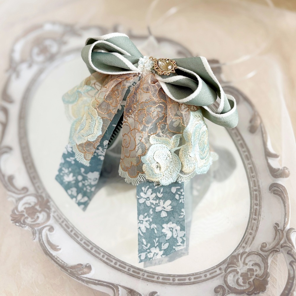 ＊哈娜髮飾＊法式蕾絲仙女夾~香蕉夾 鯊魚夾 大腸圈髮圈 馬尾夾 蝴蝶結髮夾 相交夾 三爪夾 包頭抓夾 髮叉 髮梳 邊夾-細節圖4