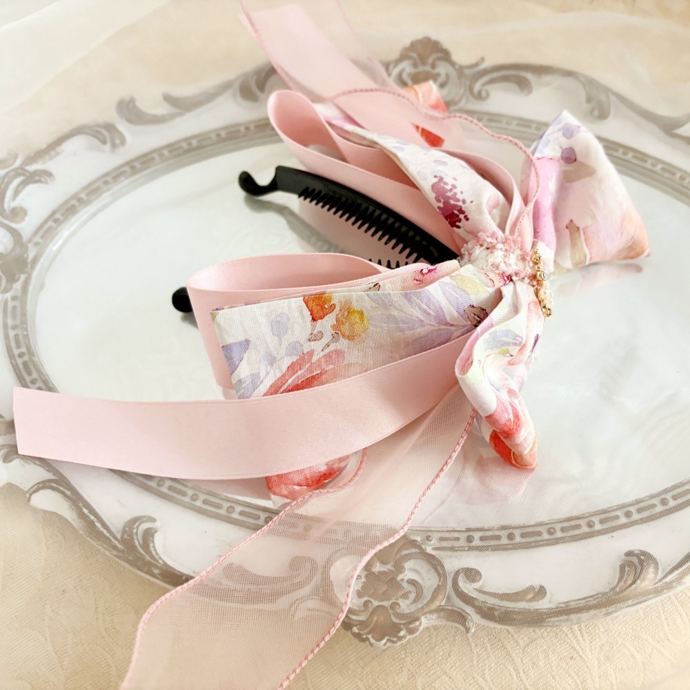 ＊哈娜髮飾＊布藝仙女夾 蝴蝶結 香蕉夾 大腸圈 髮圈 馬尾夾 髮夾 相交夾 三爪夾 包頭抓夾 鯊魚夾 髮叉 髮梳 邊夾-細節圖4