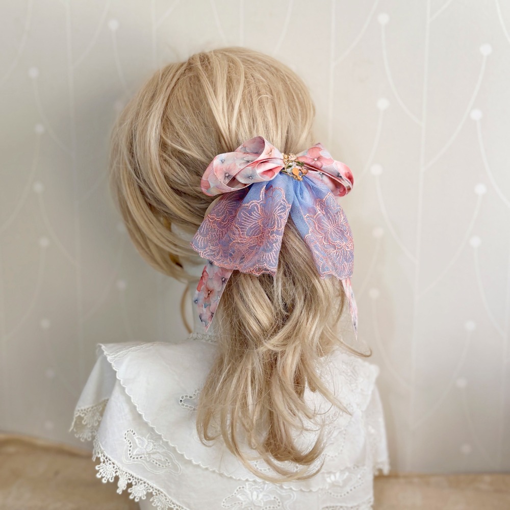 ＊哈娜髮飾＊法式蕾絲香蕉夾 鯊魚夾 大腸圈 髮圈 馬尾夾 髮夾 蝴蝶結相交夾 壓夾 三爪夾 包頭抓夾 髮叉 髮梳 邊夾-細節圖4