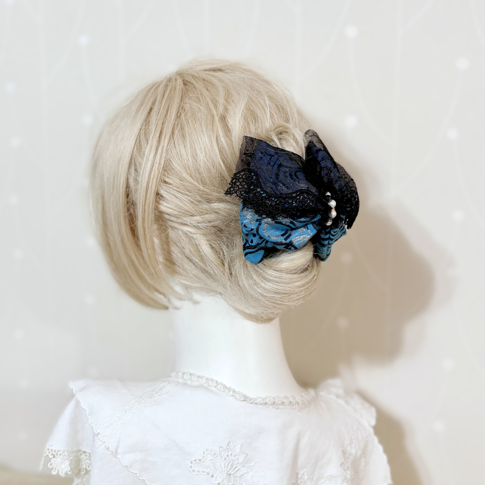 ＊哈娜髮飾＊英式刺繡蕾絲三角抓夾 / 鯊魚夾 馬尾 髮夾 包頭 公主頭 盤髮 頭飾 手工髮飾 獨家-細節圖5