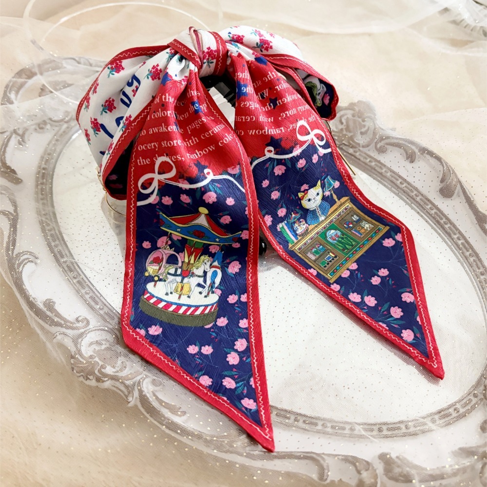 ＊哈娜髮飾＊獨家設計插畫絲巾式仙女夾/ 原創 香蕉夾 髮圈 馬尾夾 髮夾 相交夾 三爪夾 包頭抓夾 鯊魚夾 髮梳 邊夾-細節圖2