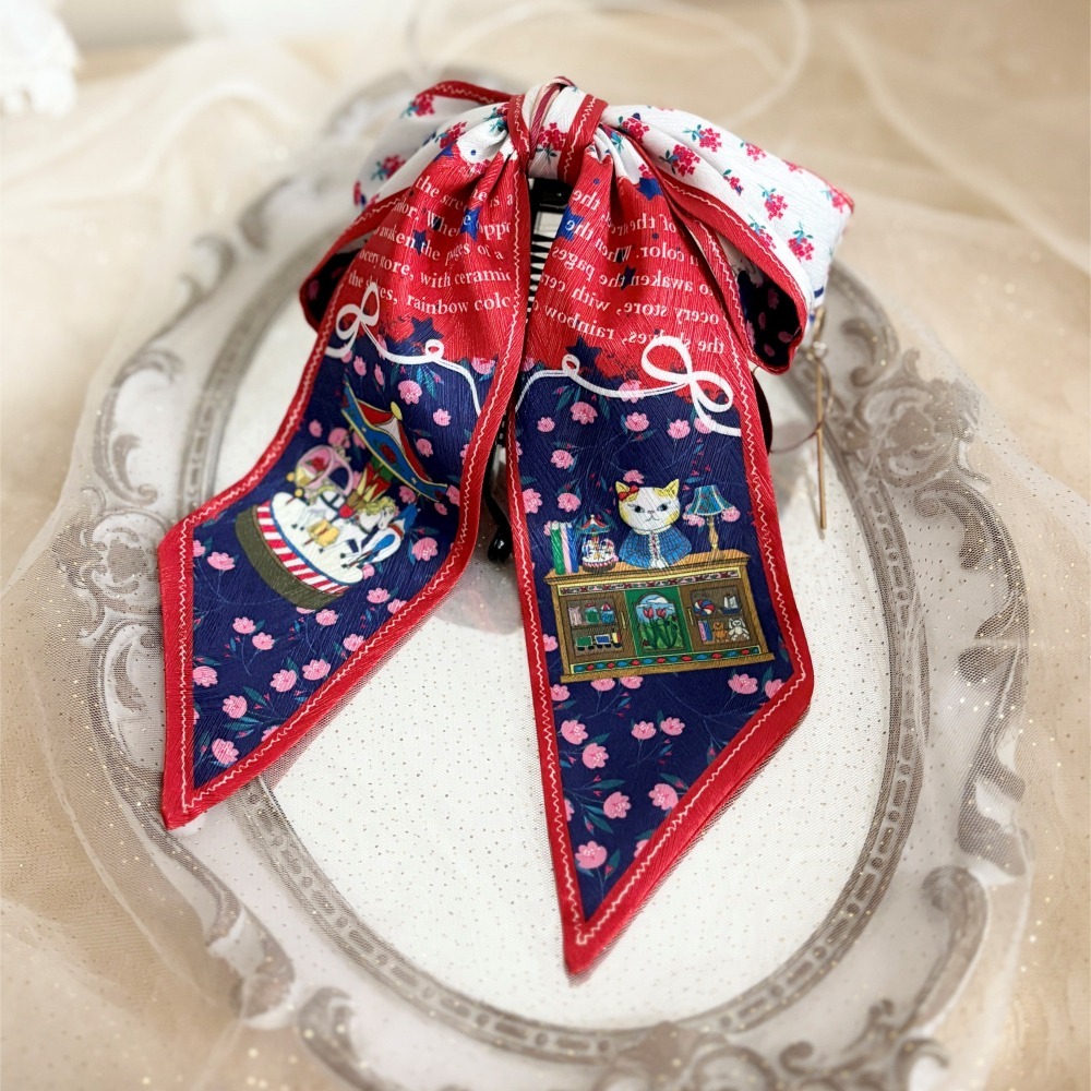 ＊哈娜髮飾＊獨家設計插畫絲巾式仙女夾/ 原創 香蕉夾 髮圈 馬尾夾 髮夾 相交夾 三爪夾 包頭抓夾 鯊魚夾 髮梳 邊夾-細節圖4