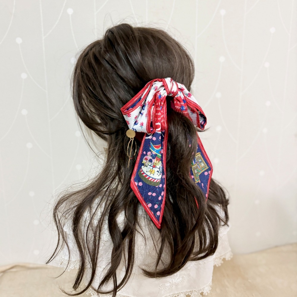 ＊哈娜髮飾＊獨家設計插畫絲巾式仙女夾/ 原創 香蕉夾 髮圈 馬尾夾 髮夾 相交夾 三爪夾 包頭抓夾 鯊魚夾 髮梳 邊夾-細節圖5