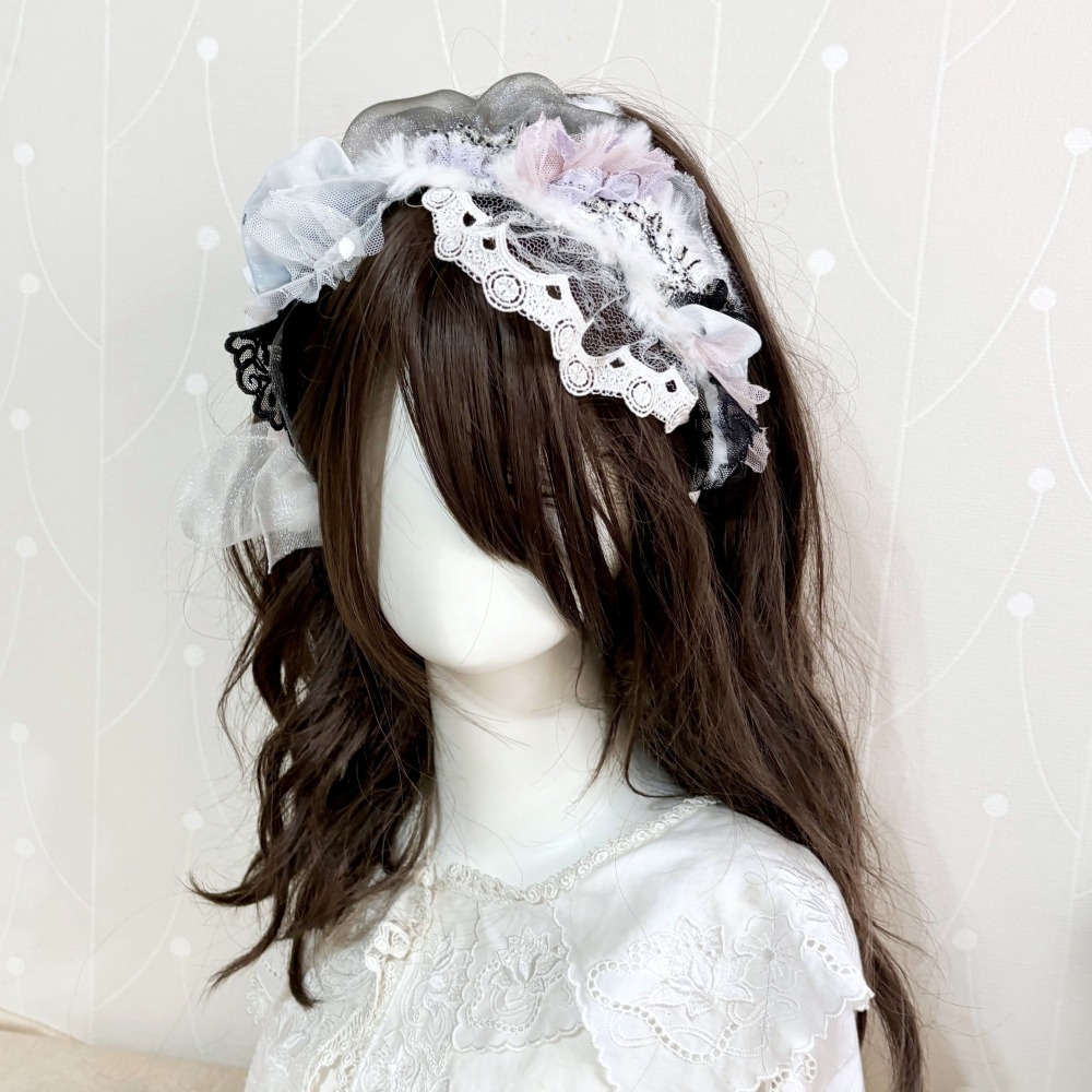 ＊哈娜髮飾＊手工拼接髮箍/ 寬版 寬邊 髮帶式刺繡蕾絲頭箍 髮窟 頭帶 頭飾 法枯 髮估-細節圖5