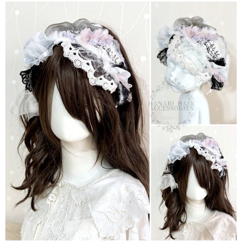 ＊哈娜髮飾＊手工拼接髮箍/ 寬版 寬邊 髮帶式刺繡蕾絲頭箍 髮窟 頭帶 頭飾 法枯 髮估-細節圖8