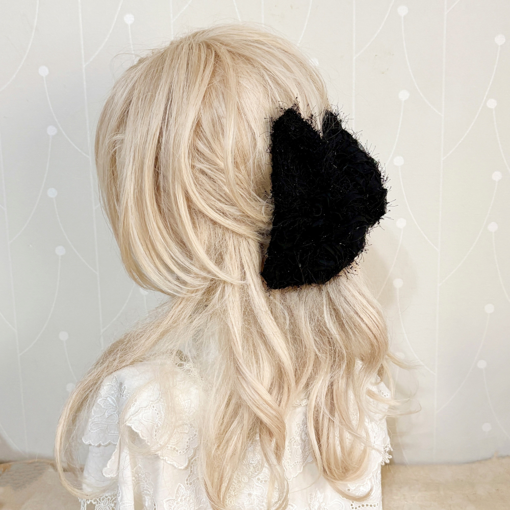 ＊哈娜髮飾＊三角抓夾 /水餃超大鯊魚夾 黑色小香 髮量多 馬尾 髮夾 包頭 公主頭 盤髮 頭飾 手工髮飾 獨家-細節圖4