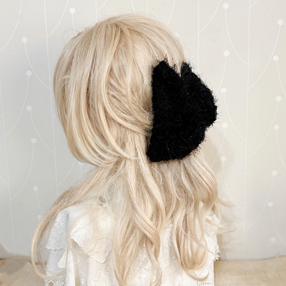 ＊哈娜髮飾＊三角抓夾 /水餃超大鯊魚夾 黑色小香 髮量多 馬尾 髮夾 包頭 公主頭 盤髮 頭飾 手工髮飾 獨家-細節圖4